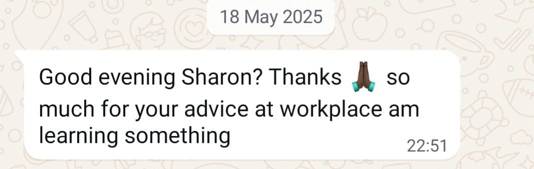 WhatsApp testimonial from Sarah Johnson